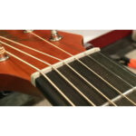 Close-up of Jasmine S35 headstock and strings
