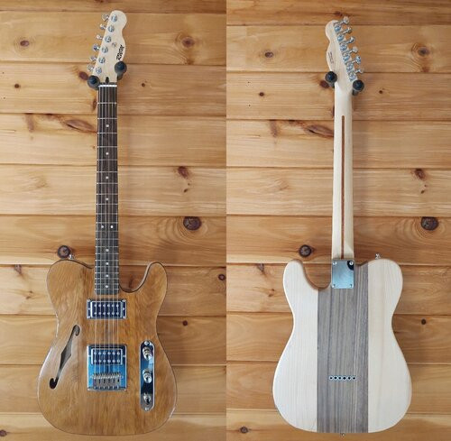 RWM Guitars Custom Tele Guitar Back - Reclaimed Walnut and Maple Body Construction