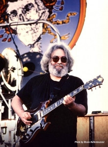 Jerry Garcia performing with his Doug Irwin Tiger Guitar