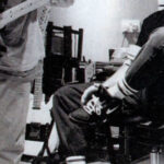 A photo featuring Jonny’s original Cream Telecaster, capturing a piece of Radiohead's early history during the Drill EP recording sessions.