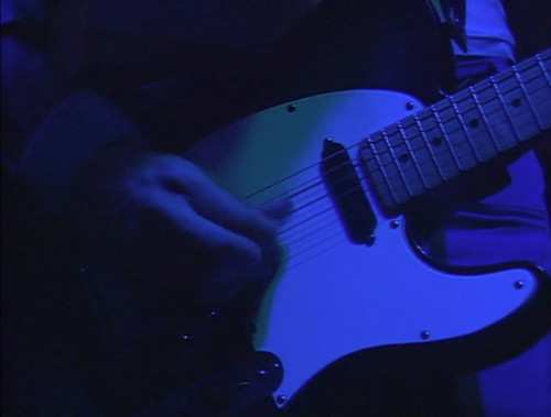 Screenshot from Radiohead's &quot;Live at The Astoria&quot; DVD, clearly showing Jonny Greenwood playing the Ebony Frost Fender Telecaster Plus (old Tele2) during a performance of &quot;My Iron Lung&quot;.