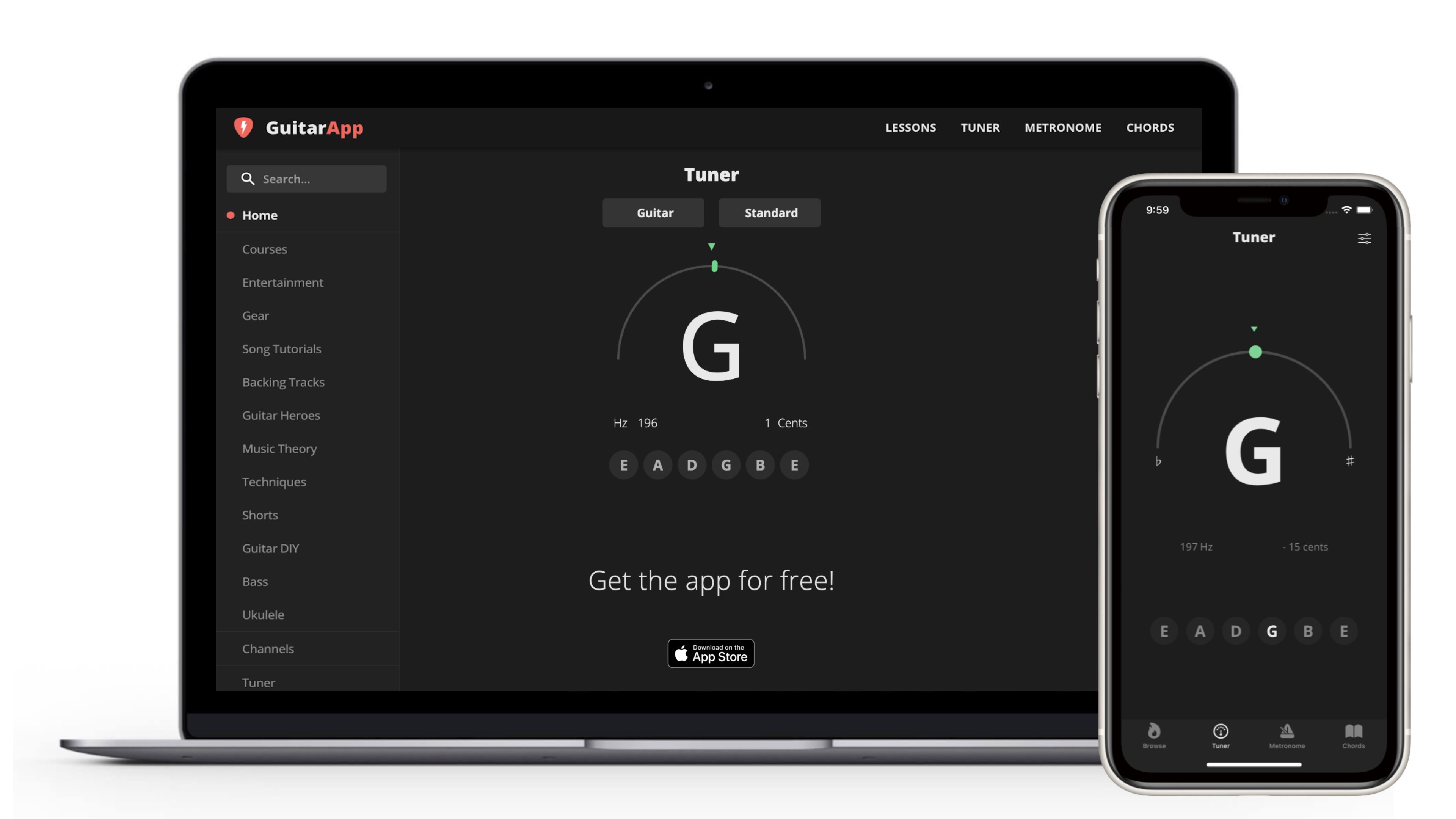 Guitar tuner interface