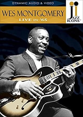 Wes Montgomery with his sunburst Gibson L5-CES guitar, his last L5, recognizable by the large black sticker with his name in white letters on the cutaway bout.