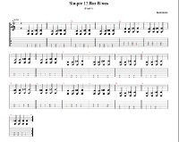 Blues guitar chords chart thumbnail for learning blues rhythms.