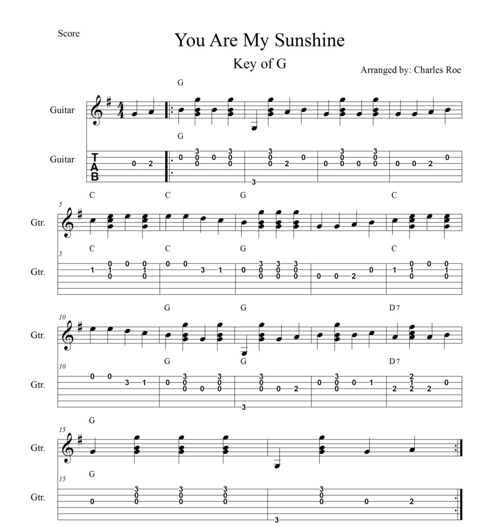 You Are My Sunshine Not So Carter style guitar arrangement
