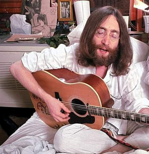 1964 Gibson J 160E Sanded back to a natural top – Montreal 1969 – Give Peace a Chance.