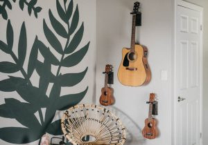 Basic tools and materials for DIY guitar holder