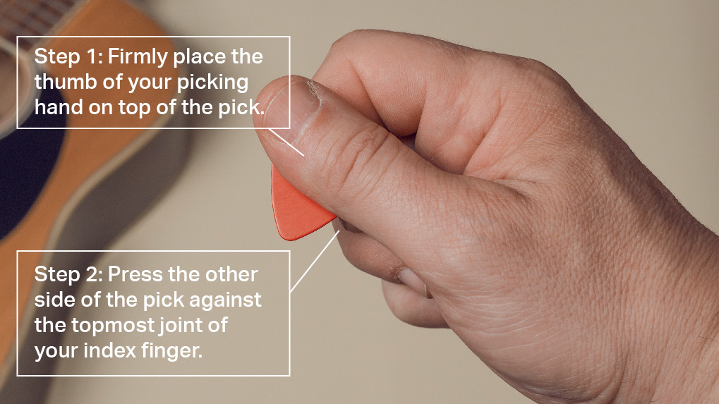 Holding a guitar pick correctly