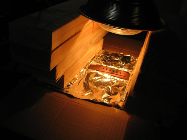 Close-up of the bridge being heated with a lamp