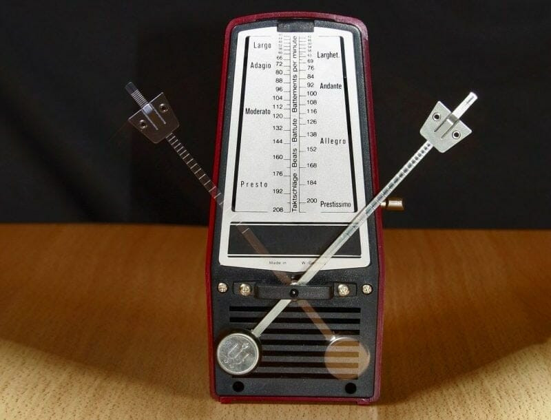 A digital metronome displaying a steady beat, symbolizing rhythmic precision