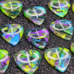 Resin Guitar Picks, iron age guitar accessories, kaotic artworks, elysian spearheads, glow
